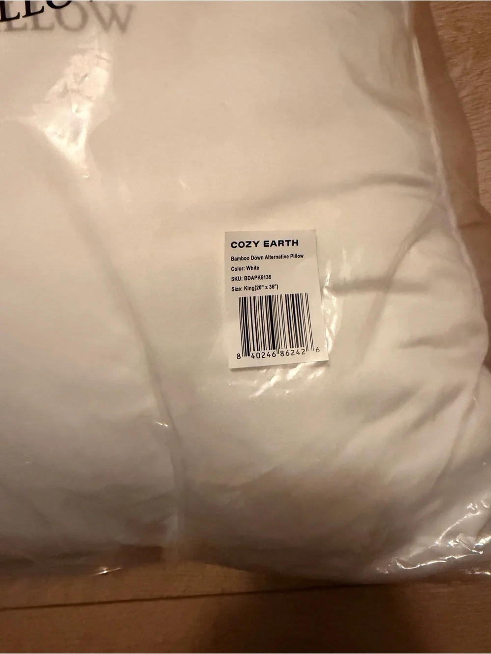 Cozy Earth Bamboo Down Alternative Bed Pillow King NWT $138 retail